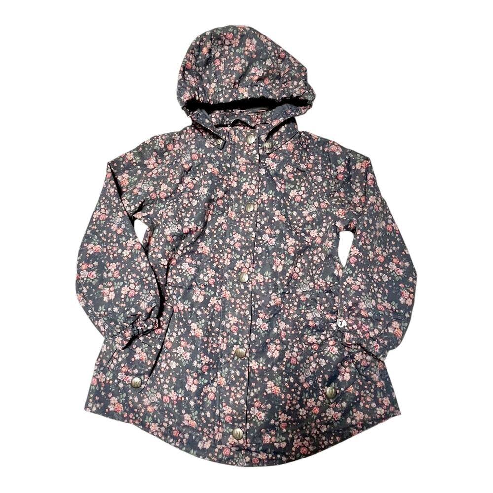 Wheat Floral Rain Jacket with Hood Size 4